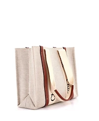 Pre-Owned Chloe Medium Woody Tote Canvas with Leather