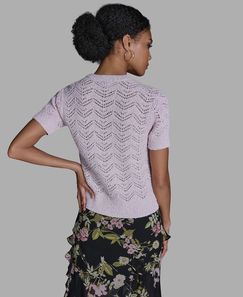 Bcbg Women's Crewneck Oversized Zig Zag Sweater