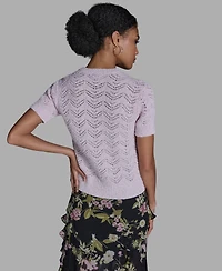 Bcbg Women's Crewneck Oversized Zig Zag Sweater