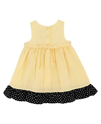 Rare Editions Baby Girls' Yellow Bee Schiffli Sleeveless Dress and Panty, 2-Piece Set