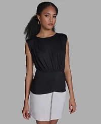 Bcbg Women's Sleeveless Volume Shoulder Draped Pull-On Top