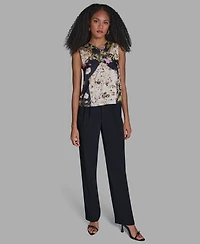 Bcbg Women's V-Neck Sleeveless Mix Print Top