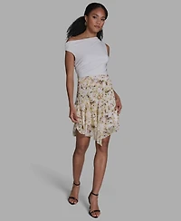 Bcbg Women's Side Zipper Printed Asymmetrical Mini Skirt