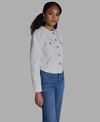 Bcbg Women's Crewneck Button-Front Tweed Jacket