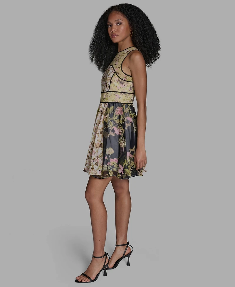 Bcbg Women's Crewneck Mix Print Mini Dress