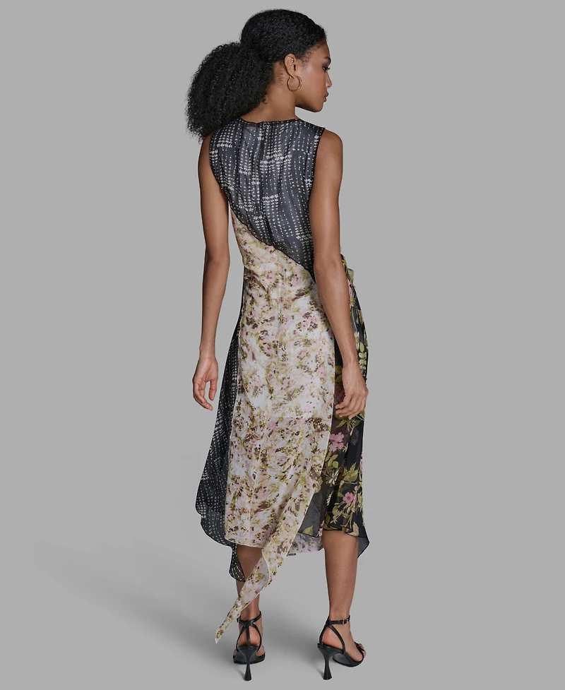 Bcbg Women's V-Neck Ruffle Mix Print Dress