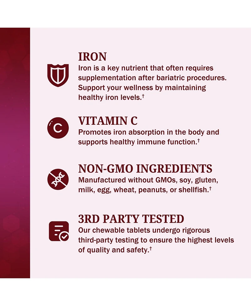 Bioschwartz Bariatric Iron + Vitamin C 30 Day Meltable Tablets, 60ct