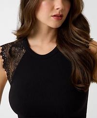 Guess Juniors' Millie Seamless Lace Sweater Crewneck Top