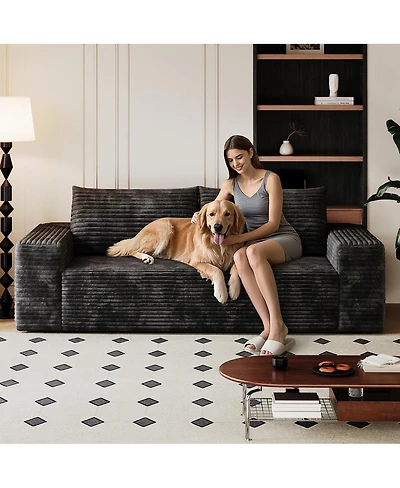 Streamdale Furniture 71" 3-Seater Corduroy Sofa, Deep Seat Loveseat, No Assembly