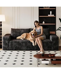 Streamdale Furniture 71" 3-Seater Corduroy Sofa, Deep Seat Loveseat, No Assembly