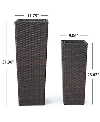 Streamdale Furniture Multibrown Wicker Flower Pots - Set of 2