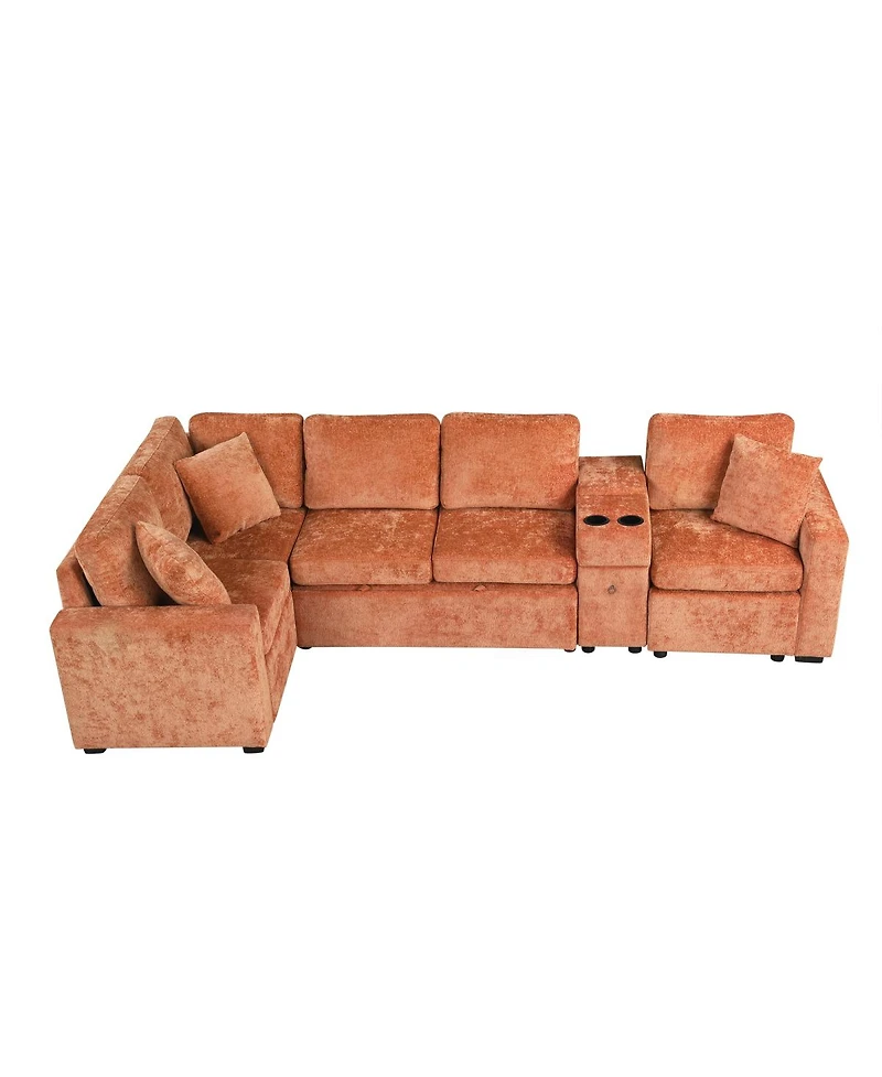 Streamdale Furniture L-shaped Convertible Sofa Bed Modular Sectional with Pull-Out