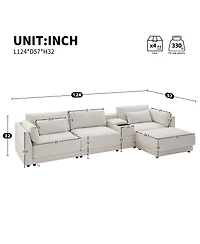 Streamdale Furniture L-Shaped Sectional Sofa with Storage Console, Charger, Ottoman, Wider Cushion