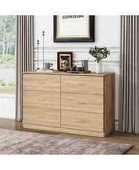 Streamdale Furniture Modern 6-Drawer Dresser - Wide Chest of Drawers for Bedroom