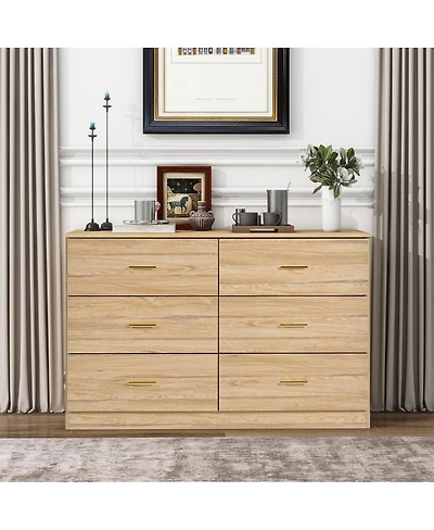 Streamdale Furniture Modern 6-Drawer Dresser - Wide Chest of Drawers for Bedroom