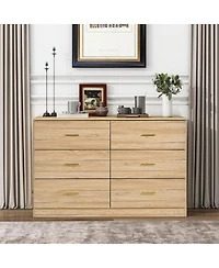 Streamdale Furniture Modern 6-Drawer Dresser - Wide Chest of Drawers for Bedroom