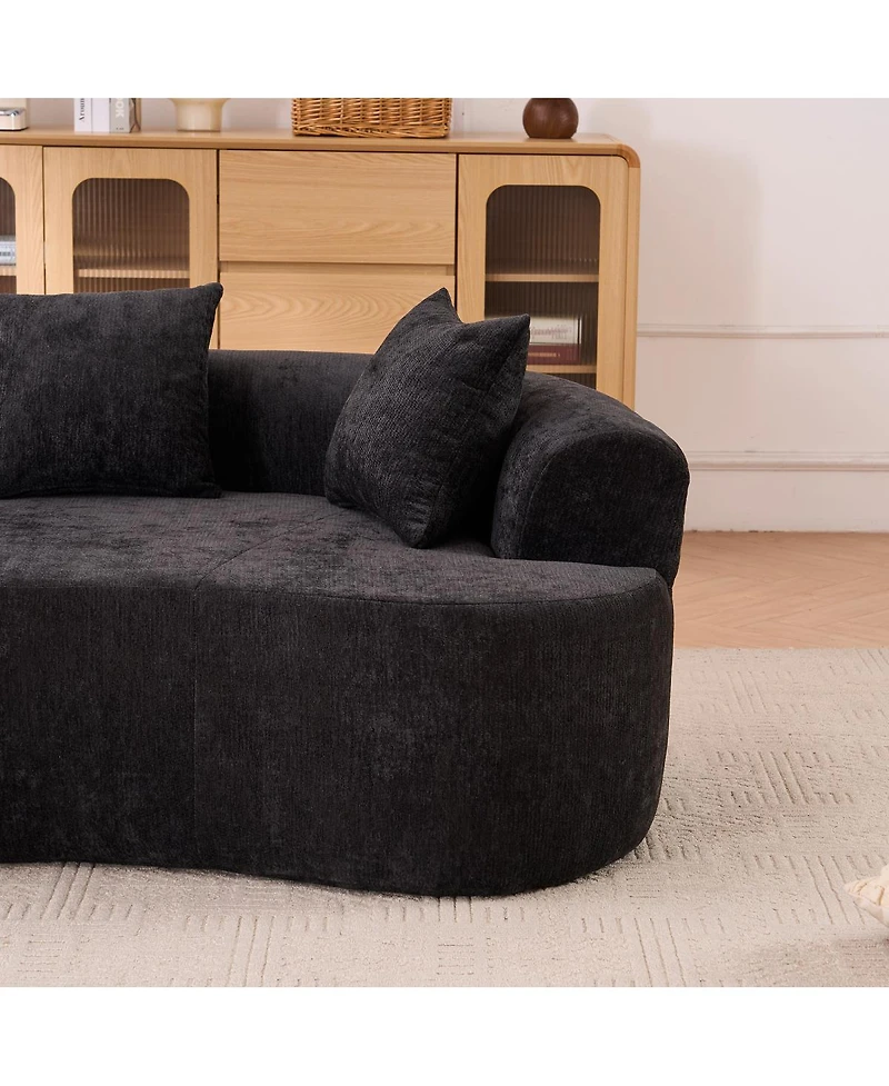 Streamdale Furniture Crescent-shaped self-inflating sofa, modern low-back design, deep cushions