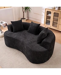 Streamdale Furniture Crescent-shaped, modern self-inflating two-seater sofa with deep cushions (Black chenille)