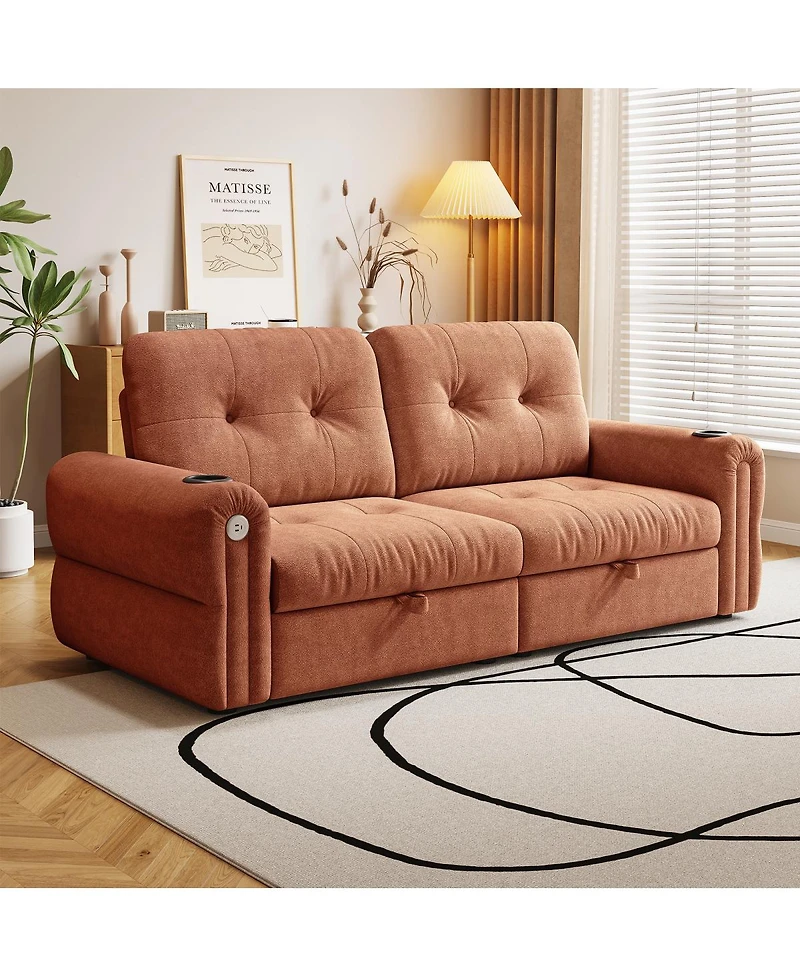 Streamdale Furniture Multi-functional 80.4" Chenille convertible sofa bed for living rooms/bedrooms.