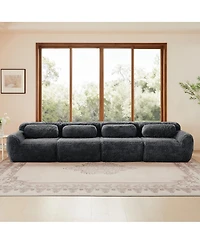 Streamdale Furniture Dark Gray Boneless Sofa with Fluffy Plush Fabric & Ergonomic Design