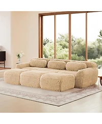Streamdale Furniture 3-Seater Plush Sofa with Movable Ottoman, No Assembly Required