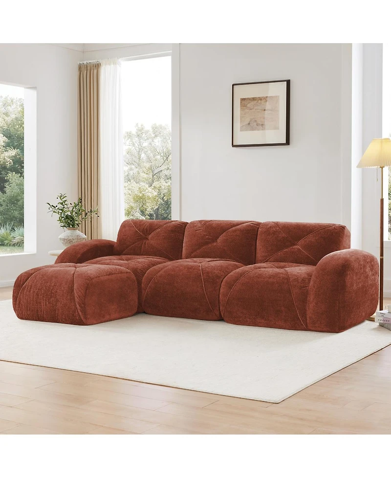 Streamdale Furniture L-Shaped Velvet Sofa, Tufted, Ergonomic, High-Density Sponge, No Assembly