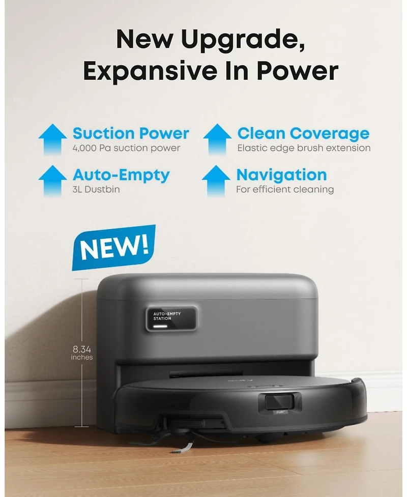 eufy Robot Vacuum C10 with Self Emptying, 8 Weeks Hands Free +6 Pack Dust Bag