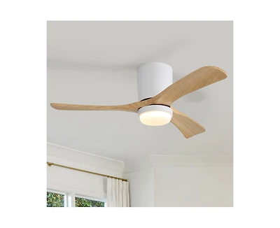 Sofucor 42-inch Minimalist 3-Blade Flush Mount Ceiling Fan with Light Remote Control and Timing Function