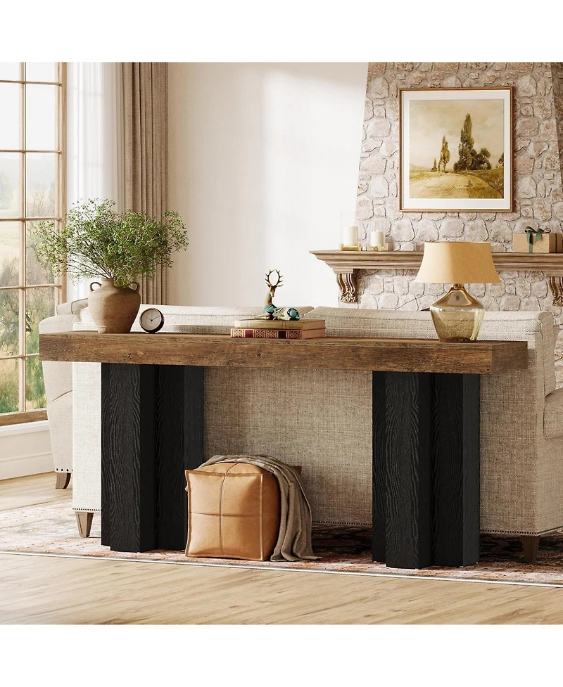 Tribesigns 63-Inch Console Table for Entryway, Farmhouse Entryway Table with Sturdy Legs, Narrow Long Sofa Console Behind Couch