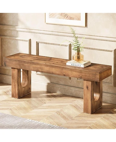 Tribesigns 47" Long Solid Wood Shoe Bench, Farmhouse Indoor Narrow Entryway Bench with Sturdy Legs