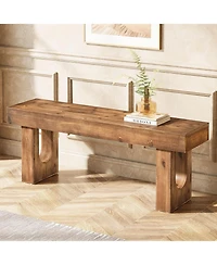Tribesigns 47" Long Solid Wood Shoe Bench, Farmhouse Indoor Narrow Entryway Bench with Sturdy Legs