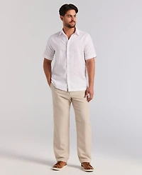 Cubavera Men's Short Sleeve Panel Button-Front Linen Camp Shirt