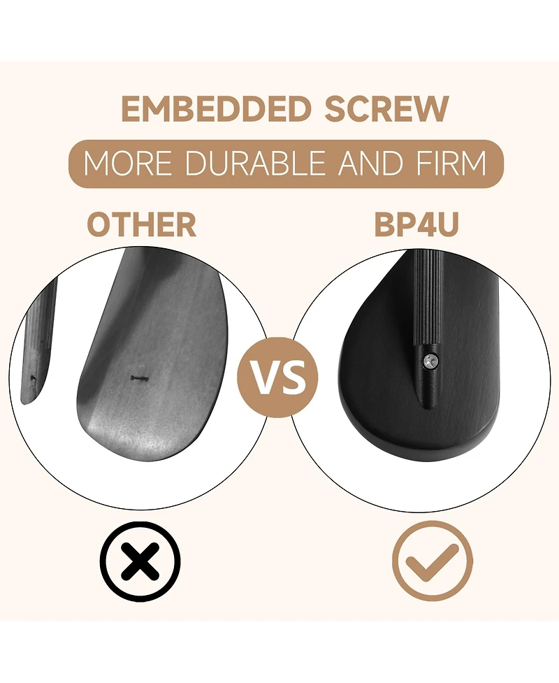 BP4U Wooden Suit Hangers with Pants Bar for Women's Clothes, 16-Inch Wide Shoulder Solid Wood Coat Jackets, Shirts, Trousers