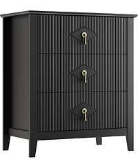 gaomon 27.5" Wide Fluted Dresser, 3 Drawer Modern Wood Nightstand Chest for Bedroom
