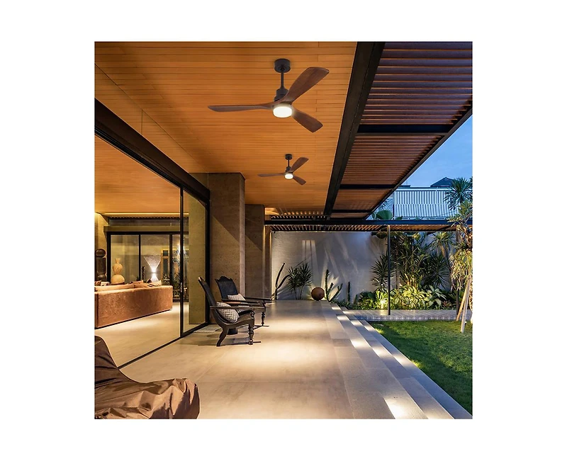 Sofucor 52-inch Modern Brown 3-Blade Ceiling Fan with Remote Control and Light Kit