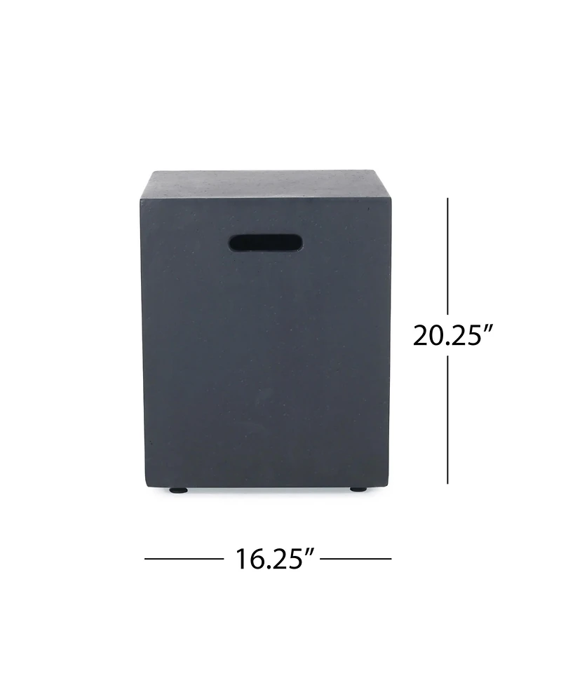 Flynama 50000 Btu Outdoor Propane Fire Pit Dark Grey with Tank Holder Lightweight Concrete Modern Design