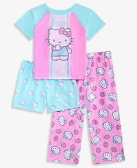 Hello Kitty Toddler Girls' 2T-4T Top, Shorts & Pants Pajamas, 3-Piece Set