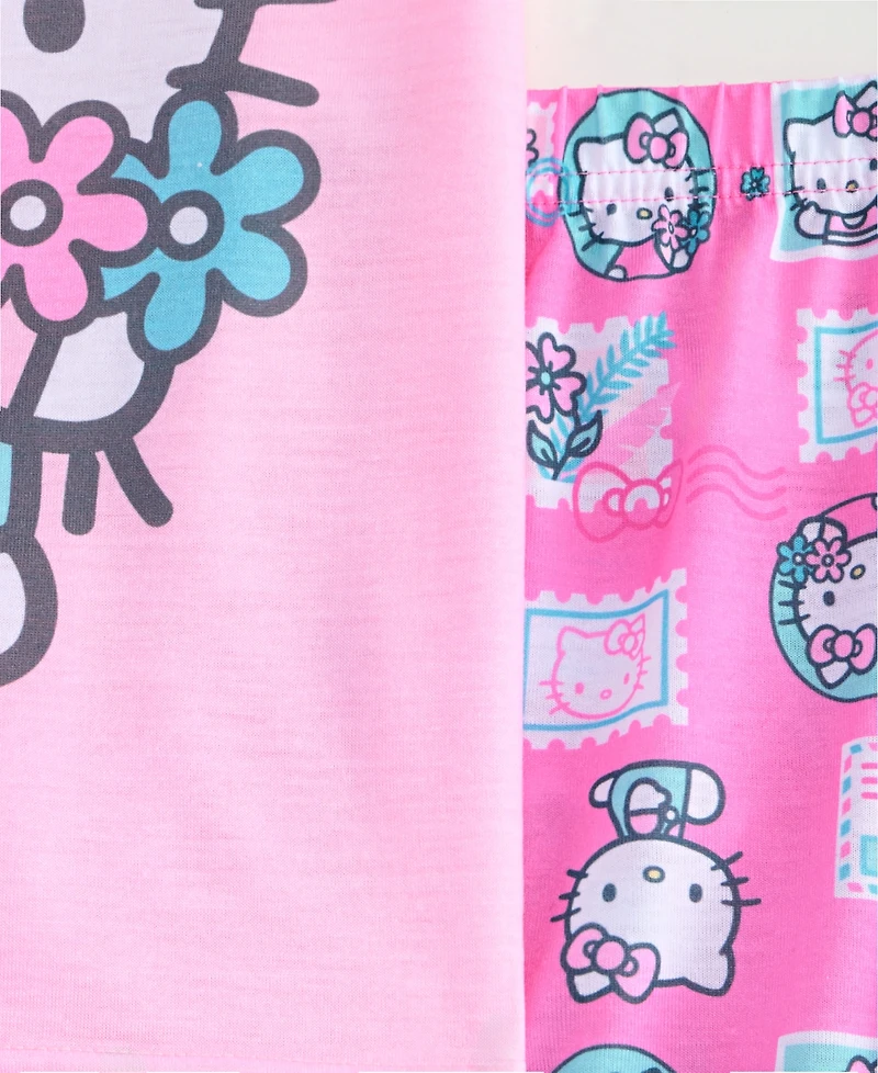 Hello Kitty Girls' 4-10 Short-Sleeve Top & Pants Pajamas, 2-Piece Set