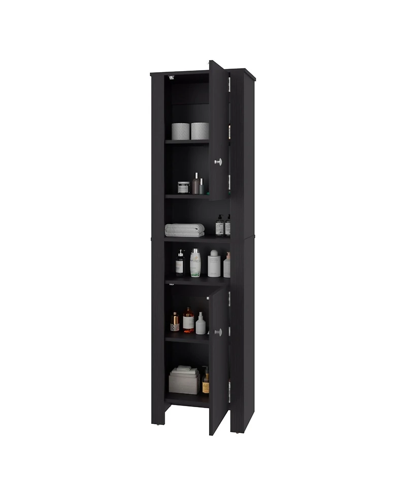 Depot E-shop Navassa Bathroom Cabinet, 2 Doors, 6 Shelves, Black Wengue