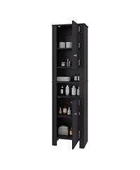 Depot E-shop Navassa Bathroom Cabinet, 2 Doors, 6 Shelves, Black Wengue