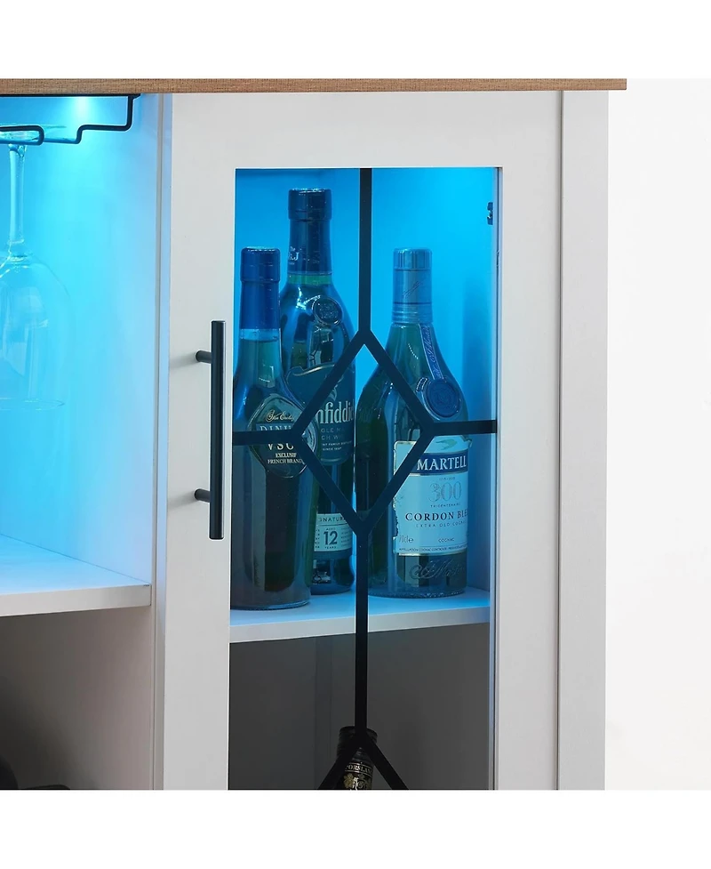gaomon Wine Bar Cabinet with Led Lights, Coffee Bar Storage, Buffet Sideboard for Dining Room & Kitchen