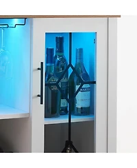 gaomon Wine Bar Cabinet with Led Lights, Coffee Bar Storage, Buffet Sideboard for Dining Room & Kitchen