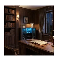 gaomon Wine Bar Cabinet with Led Lights, Coffee Storage, Buffet Sideboard for Dining Room & Kitchen