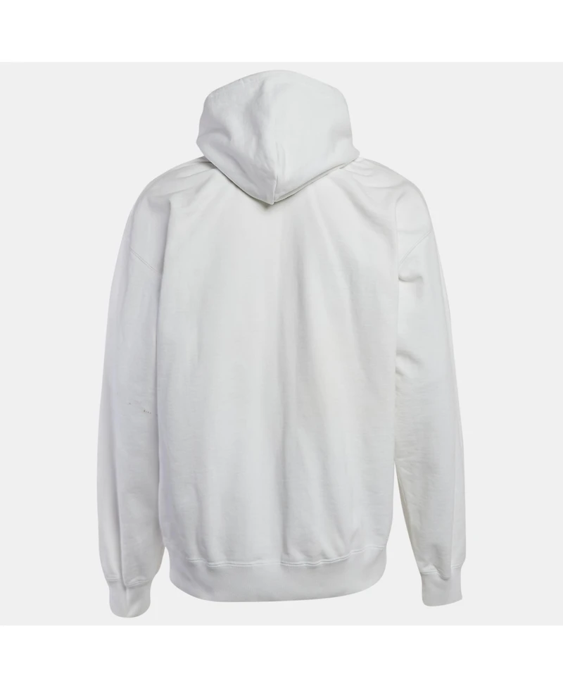 Pre-Owned Balenciaga Men's White Logo Paint Cotton Knit Oversized Hoodie
