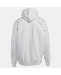 Pre-Owned Balenciaga Men's White Logo Paint Cotton Knit Oversized Hoodie