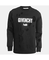 Pre-Owned Givenchy Men's Black Destroyed Effect Cotton Sweatshirt