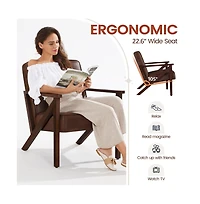 Yaheetech Faux Leather Armchair with Z-shaped Wood Legs Dark Brown
