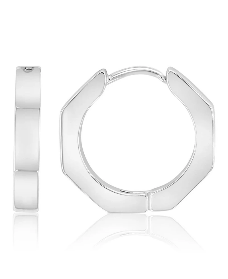 Roxy Waterproof Platinum 17mm Octagon Huggie Earrings