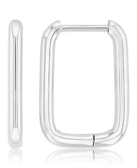 Roxy Waterproof Platinum 18mm Tube Rectangle Huggie Earrings
