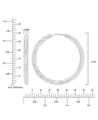 Roxy Waterproof Platinum 30mm Half Textured Hoop Earrings